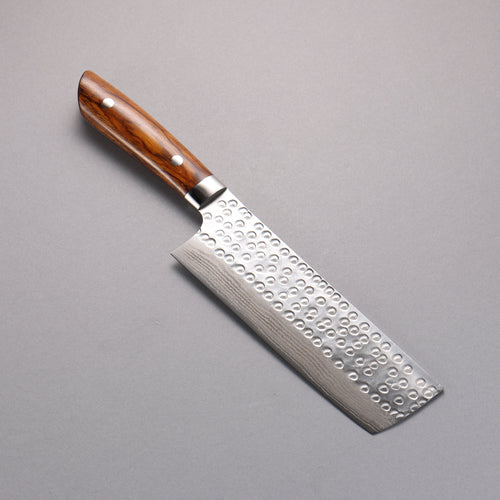 Takeshi Saji SRS13 Damascus Hammered(Maru) Nakiri  165mm Ironwood Handle - Japannywholesale