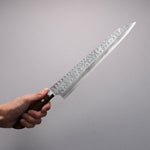 Takeshi Saji SRS13 Damascus Hammered(Maru) Kiritsuke Sujihiki  270mm Ironwood Handle - Japannywholesale