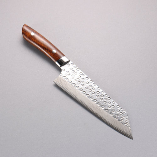 Takeshi Saji SRS13 Damascus Hammered(Maru) Bunka  180mm Ironwood Handle - Japannywholesale