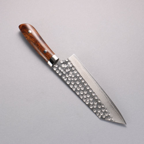 Takeshi Saji SRS13 Damascus Hammered(Maru) Bunka  180mm Ironwood Handle - Japannywholesale