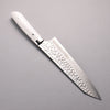 Takeshi Saji SRS13 Damascus Hammered(Maru) Kiritsuke Gyuto  210mm White Corian Handle - Japannywholesale