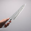 Takeshi Saji SRS13 Damascus Hammered(Maru) Kiritsuke Gyuto  210mm White Corian Handle - Japannywholesale