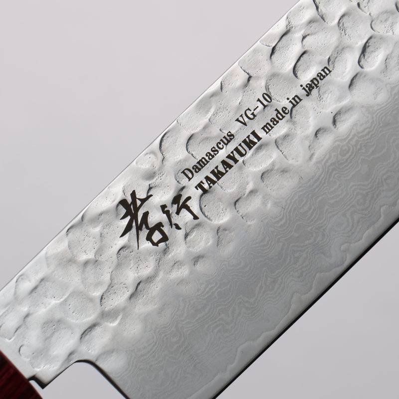 Sakai Takayuki VG10 33 Layer Hammered Damascus Nakiri  160mm Rosewood (ferrule: Red Pakka wood) Handle - Japannywholesale