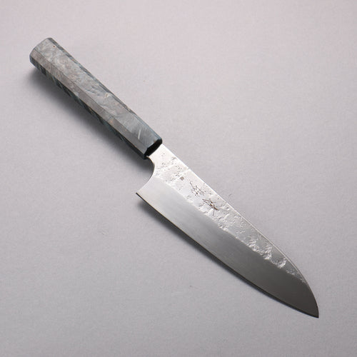 Seisuke Silver Steel No.3 Nashiji Santoku  180mm Stabilized wood Handle - Japannywholesale