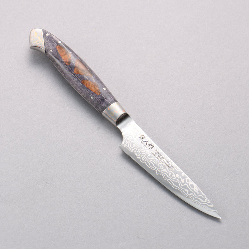 Kajin ZDP189 Damascus Migaki Finished Petty-Utility  95mm Complite with Chinese Quince Burl Inlay Handle - Japannywholesale