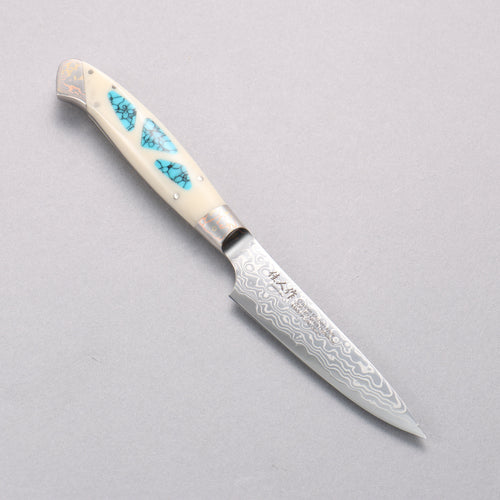 Kajin ZDP189 Damascus Migaki Finished Petty-Utility  95mm Corian with Turquoise Inlay Handle - Japannywholesale