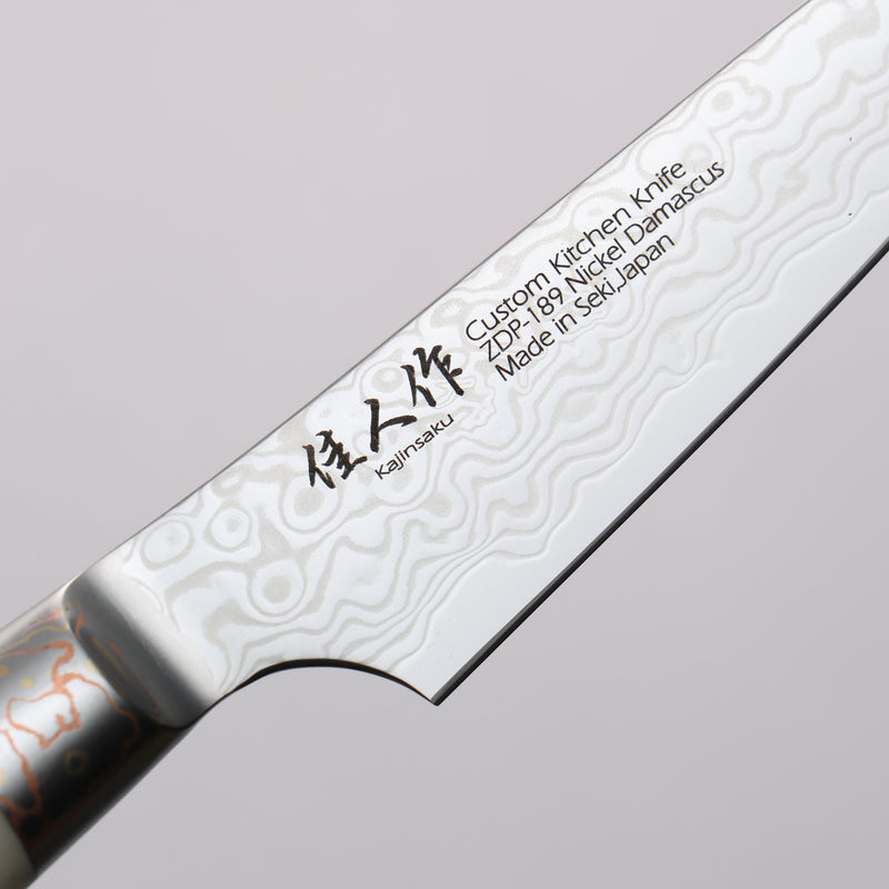 Kajin ZDP189 Damascus Migaki Finished Petty-Utility  95mm Corian with Turquoise Inlay Handle - Japannywholesale