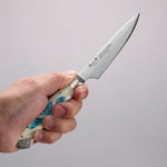 Kajin ZDP189 Damascus Migaki Finished Petty-Utility  95mm Corian with Turquoise Inlay Handle - Japannywholesale