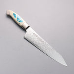 Kajin ZDP189 Damascus Migaki Finished Kiritsuke Gyuto  210mm Corian with Turquoise Inlay Handle - Japannywholesale