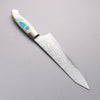 Kajin ZDP189 Damascus Migaki Finished Kiritsuke Gyuto  210mm Corian with Turquoise Inlay Handle - Japannywholesale