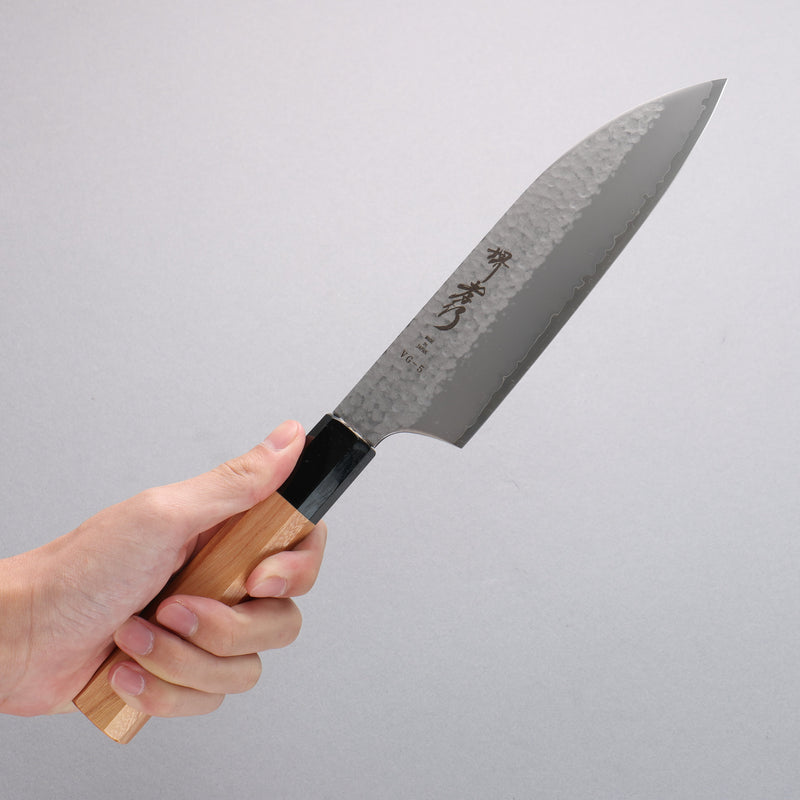 Sakai Takayuki VG5 Hammered Santoku  165mm Magnolia  (Ferrule: Black Plastic) Handle Kataoka - Japannywholesale