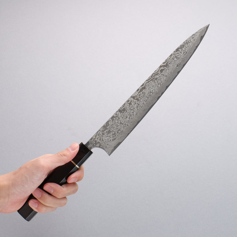 Takeshi Saji SG2 Black Damascus Sujihiki  240mm Ebony Wood Handle - Japannywholesale