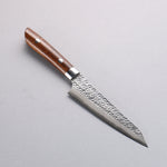 Takeshi Saji SRS13 Hammered(Maru) Kiritsuke Petty-Utility  130mm Ironwood Handle - Japannywholesale