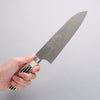 Takeshi Saji Blue Steel No.2 Colored Damascus Santoku  180mm White Deer Horn Handle - Japannywholesale