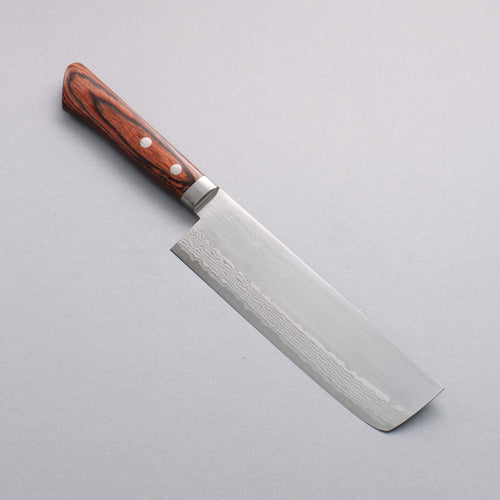 Kunihira Sairyu VG10 Damascus Migaki Finished Usuba  165mm Mahogany Pakka wood Handle - Japannywholesale