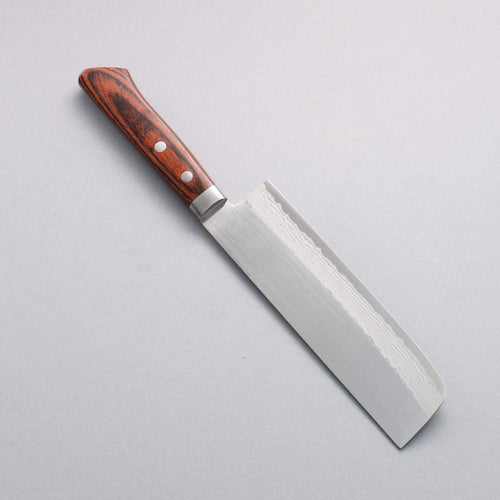 Kunihira Sairyu VG10 Damascus Migaki Finished Usuba  165mm Mahogany Pakka wood Handle - Japannywholesale