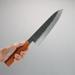 Isamitsu Abe White Steel No.1 Hammered Gyuto  240mm Japanese Elm (pentagonal) Handle - Japannywholesale