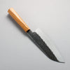 Isamitsu Abe White Steel No.1 Hammered Santoku  180mm Japanese Elm (pentagonal) Handle - Japannywholesale