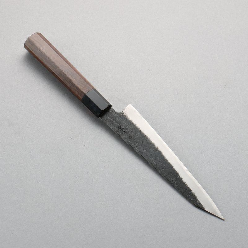 Shigeki Tanaka TEKKA Blue Steel No.2 Kurouchi Hammered(square) Kiritsuke Petty-Utility  150mm Walnut Handle - Japannywholesale