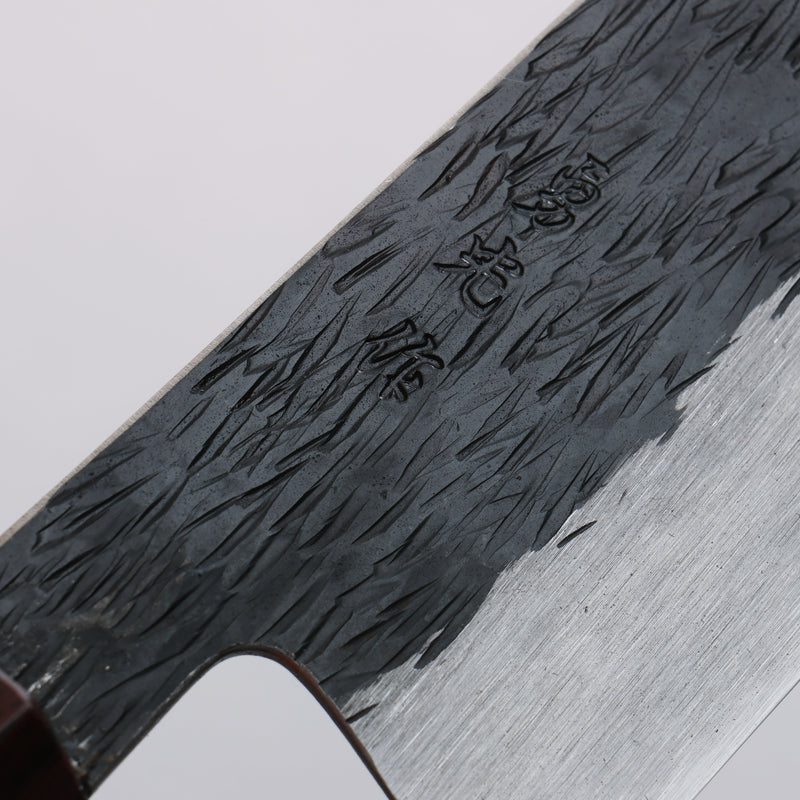 Isamitsu Abe Blue Super Hammered Black Finished Gyuto  240mm Purple Bombay Black Wood (Pentagonal) Handle - Japannywholesale