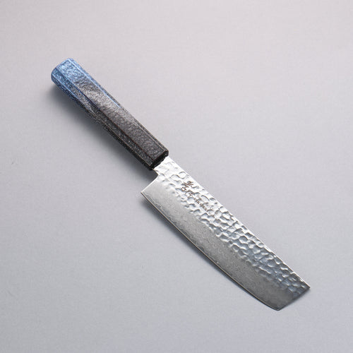 Sakai Takayuki Rinnou VG10 33 Layer Damascus Nakiri Japanese Knife 160mm Blue Lacquered Handle - Japannywholesale