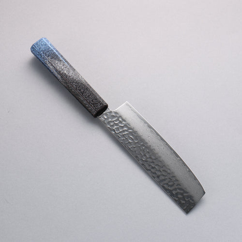 Sakai Takayuki Rinnou VG10 33 Layer Damascus Nakiri Japanese Knife 160mm Blue Lacquered Handle - Japannywholesale