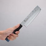 Sakai Takayuki Rinnou VG10 33 Layer Damascus Nakiri Japanese Knife 160mm Blue Lacquered Handle - Japannywholesale
