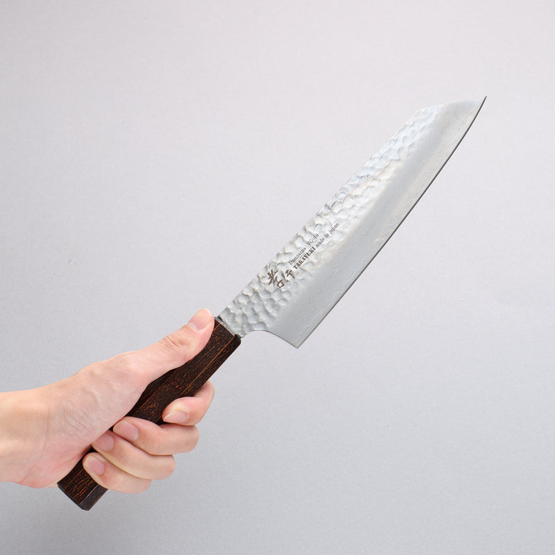 Sakai Takayuki Nanairo VG10 33 Layer Kengata Gyuto 190mm ABS resin(Retro wood grain) Handle - Japannywholesale