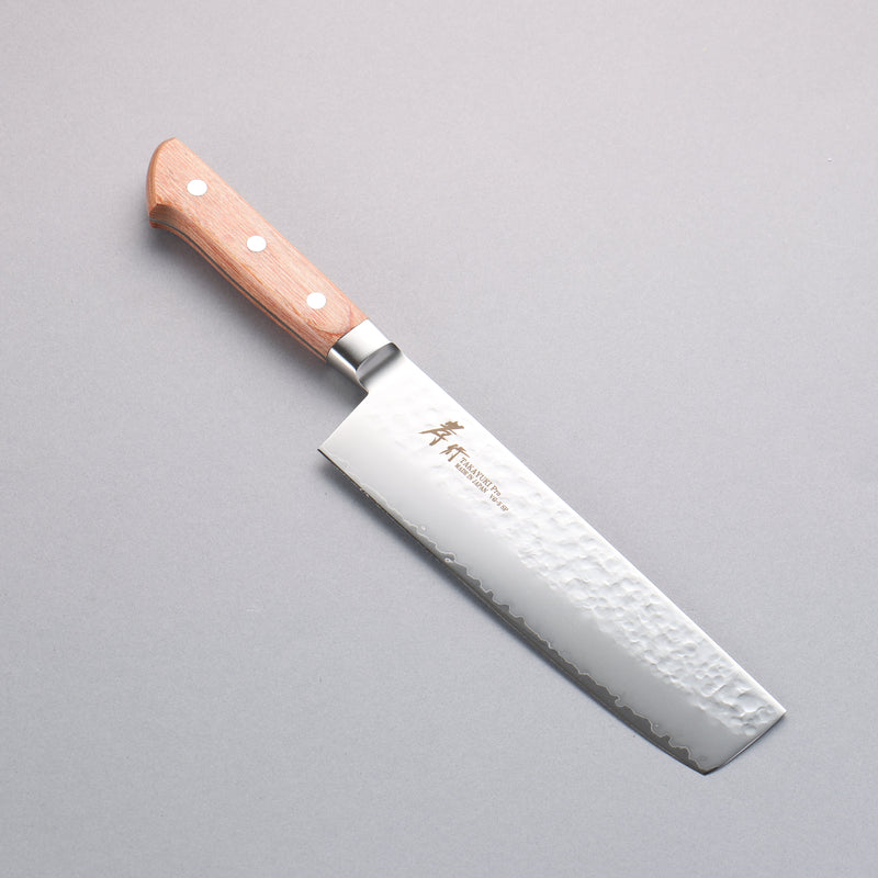 Sakai Takayuki VG5 Hammered Nakiri 180mm Brown Pakka wood Handle - Japannywholesale