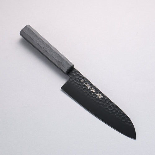 Sakai Takayuki Kurokage VG10 Hammered Teflon Coating Santoku 170mm Black Lacquered Handle - Japannywholesale