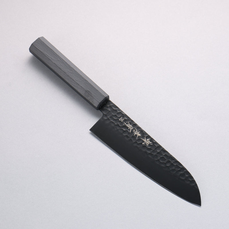 Sakai Takayuki Kurokage VG10 Hammered Teflon Coating Santoku 170mm Black Lacquered Handle - Japannywholesale