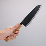 Nakaniida White Steel No.2 Black Finished Santoku 165mm Oak Handle - Japannywholesale