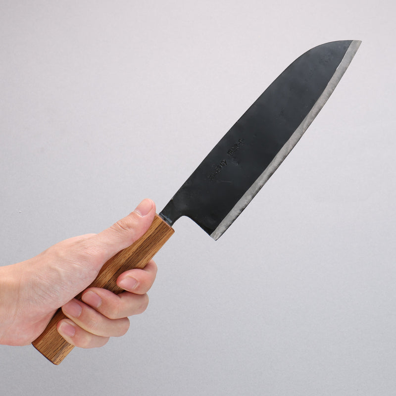 Nakaniida White Steel No.2 Black Finished Santoku 180mm Oak Handle - Japannywholesale