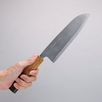 Nakaniida White Steel No.2 Migaki Finished Santoku 180mm Burnt Oak Handle - Japannywholesale