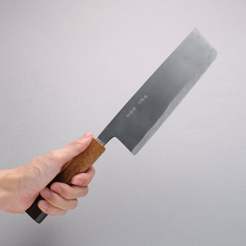 Nakaniida White Steel No.2 Migaki Finished Nakiri 180mm Burnt Oak Handle - Japannywholesale