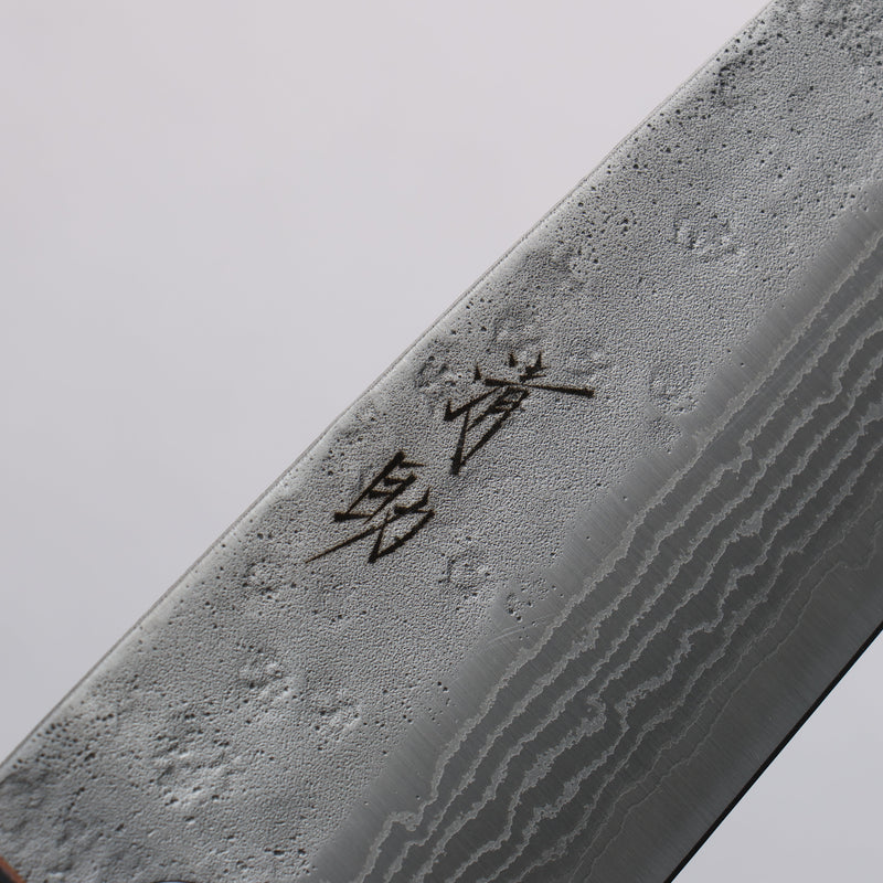 Seisuke Stainless Steel 440C Hammered Damascus Santoku 170mm Oak Handle - Japannywholesale
