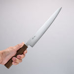 Seisuke VG10 Mirrored Finish Damascus Sujihiki 240mm Oak Handle - Japannywholesale