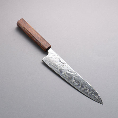 Seisuke Stainless Steel 440C Hammered Damascus Gyuto 210mm Oak Handle - Japannywholesale
