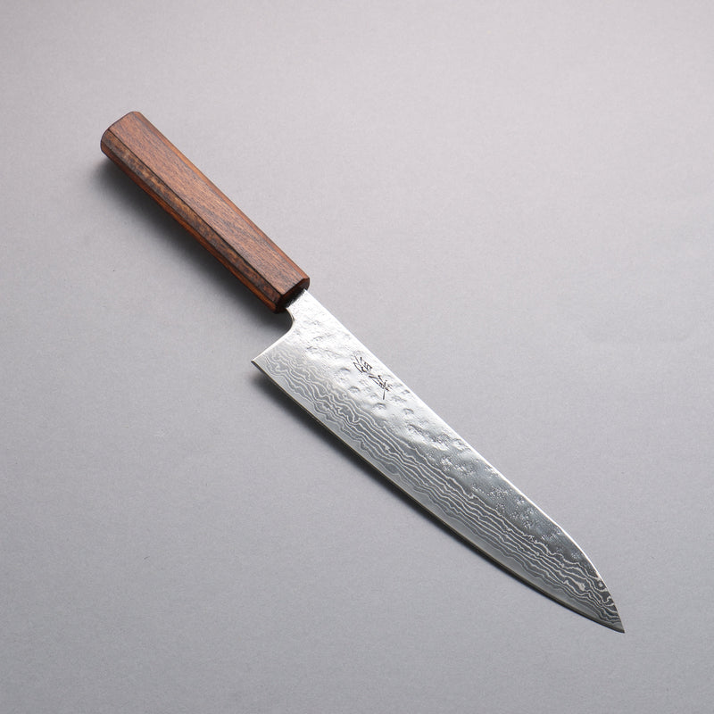 Seisuke Stainless Steel 440C Hammered Damascus Gyuto 210mm Oak Handle - Japannywholesale