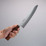 Seisuke Stainless Steel 440C Hammered Damascus Gyuto 210mm Oak Handle - Japannywholesale