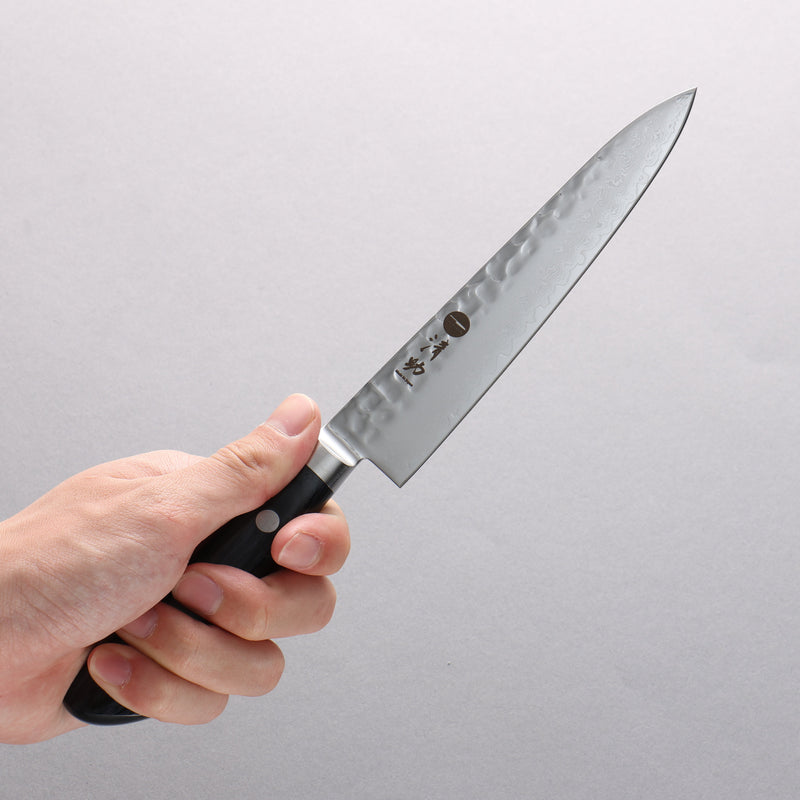 Seisuke VG10 33 Layer Hammered Petty-Utility 150mm Navy blue Pakka wood Handle - Japannywholesale