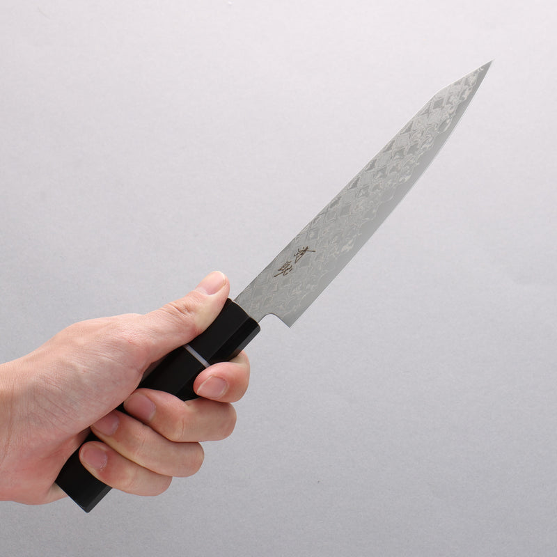 Seisuke AUS10 Mirror Crossed Kiritsuke Petty-Utility 150mm Black Pakka wood Handle - Japannywholesale