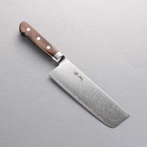 Seisuke Kagami2 AUS10 Mirrored Finish Damascus Nakiri 165mm Brown Pakka wood Handle - Japannywholesale