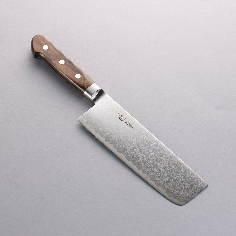 Seisuke Kagami2 AUS10 Mirrored Finish Damascus Nakiri 165mm Brown Pakka wood Handle - Japannywholesale