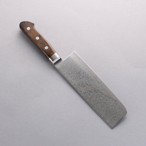 Seisuke Kagami2 AUS10 Mirrored Finish Damascus Nakiri 165mm Brown Pakka wood Handle - Japannywholesale