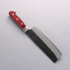 Seisuke Kurobeni Blue Super Hammered Kurouchi Nakiri 165mm Red Pakka wood Handle - Japannywholesale