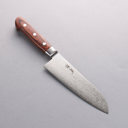 Seisuke Mokusei ZA-18 Mirrored Finish Damascus Santoku 170mm Brown Pakka wood Handle - Japannywholesale