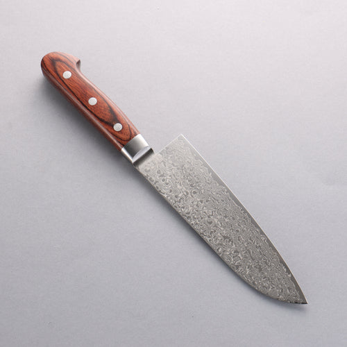 Seisuke Mokusei ZA-18 Mirrored Finish Damascus Santoku 170mm Brown Pakka wood Handle - Japannywholesale