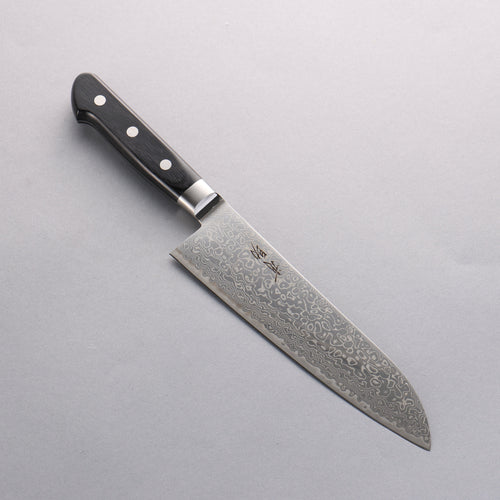 Seisuke Kagami2 AUS10 Mirrored Finish Damascus Santoku 180mm Black Pakka wood Handle - Japannywholesale