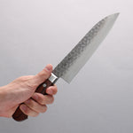 Seisuke VG10 17 Layer Damascus Santoku 180mm Mahogany Handle - Japannywholesale